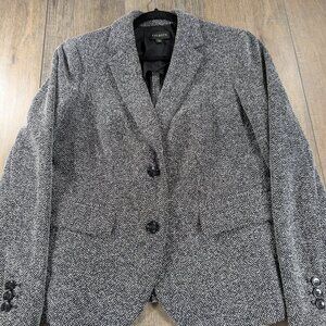 Talbots Blazer Jacket Womens Large Gray Twill Long Sleeve Button Up Preppy